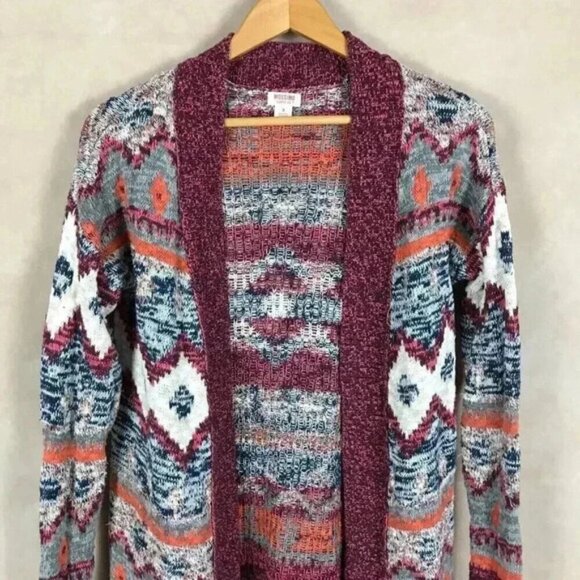 MOSSIMO Southwestern Burgundy Thick Cardigan Size SMALL - Picture 4 of 10